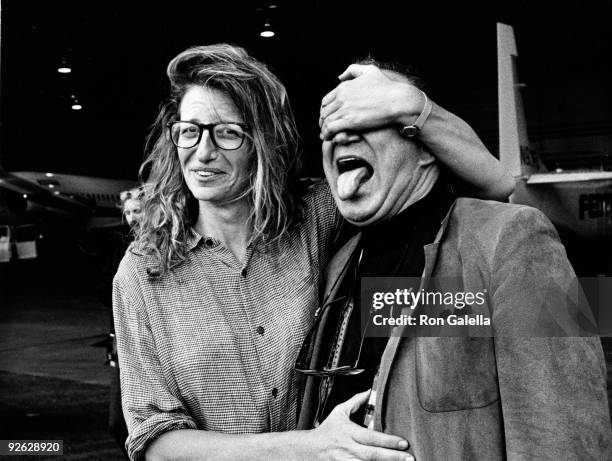 Photographers Annie Leibovitz and Ron Galella attend Vanity Fair Magazine Photo Shoot on September 22, 1989 at the Newark Airport in Newark, New...