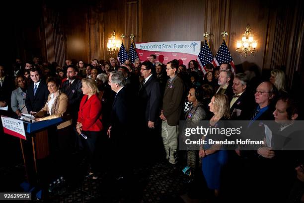 Rep. Debbie Halvorson speaks at a news conference on health insurance reform and its impact on small businesses on November 3, 2009 in Washington,...