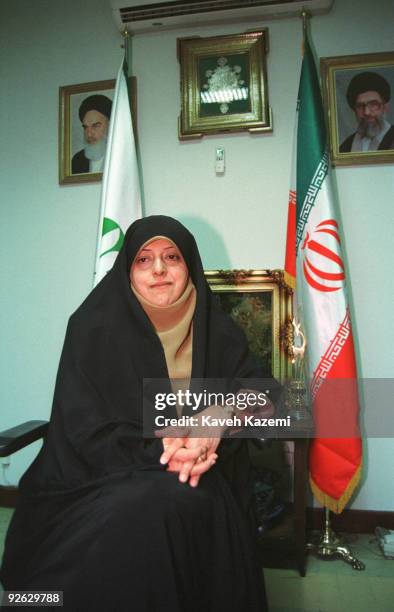 Iranian scientist and politician Masoumeh Ebtekar, Mohammad Khatami's Vice President in Environment Affairs, in her Tehran office, 24th December...