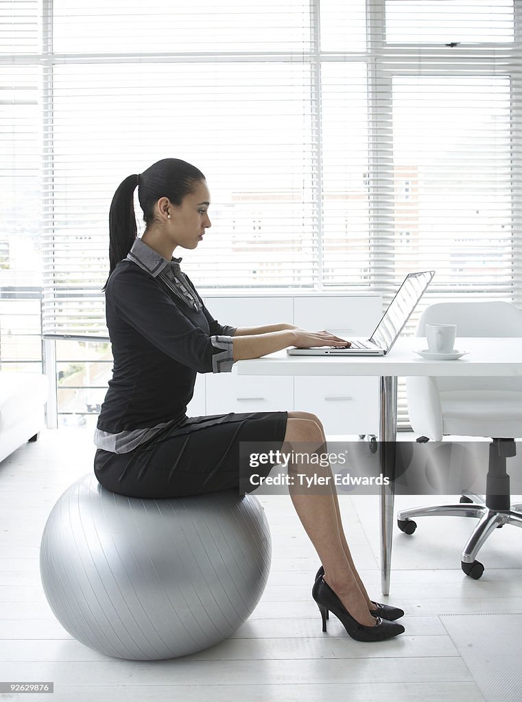 Office Chair Sitting On Gym Ball At Work Desk Chair Sitting On A