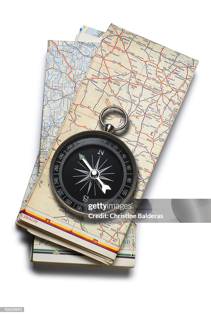 Visual Compass Or Road Map Compass Road Maps High-Res Stock Photo - Getty Images