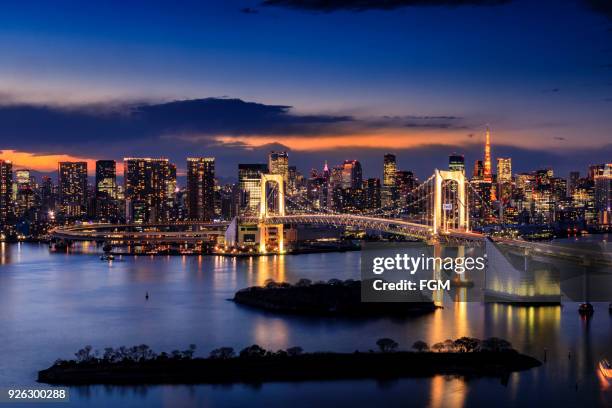 tokyo skyline - tokyo skyline sunset foto e immagini stock