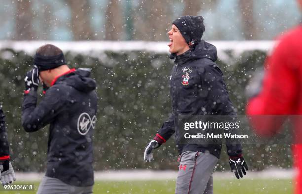 Guido Carrillo of Southampton FC during a training session at the Staplewood Campus on March 2, 2018 in Southampton, England.