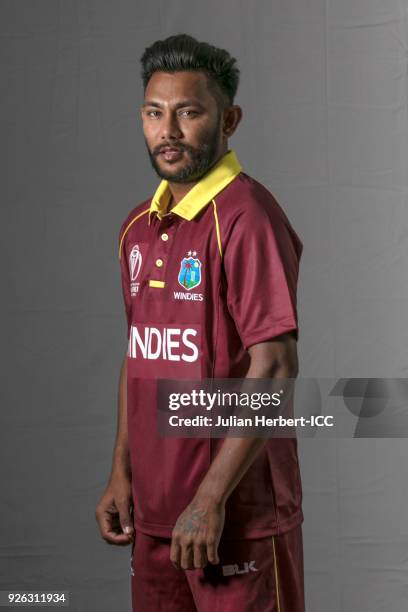 Bishoo 63 West Indies Headshots Icc Cricket World Cup Qualifier Stock Photos ...