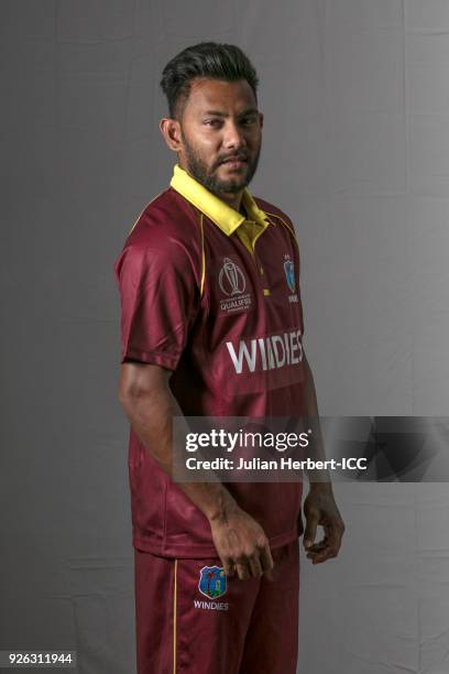 Bishoo 63 West Indies Headshots Icc Cricket World Cup Qualifier Stock Photos ...