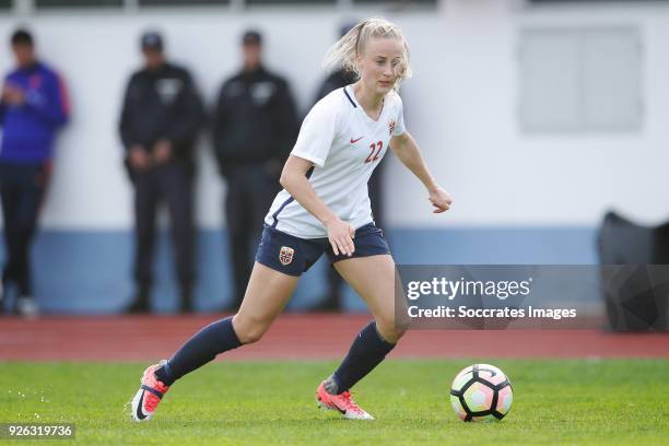 Anja Sonstevold of Norway Women during the Algarve Cup Women match between China PR v Norway at the Complexo Desportivo de Vila Real de Santo Antonio...