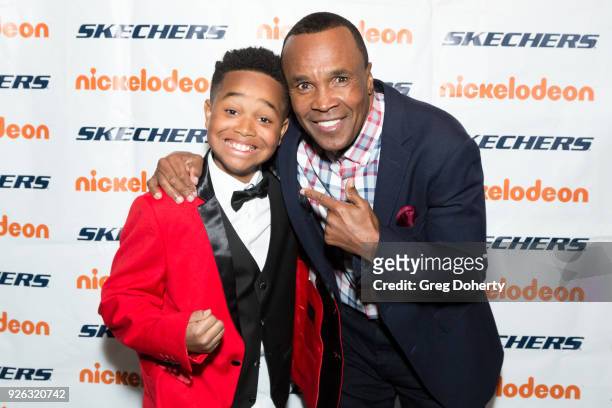 Jailen Bates and Sugar Ray Leonard attend the 9th Annual SKECHERS Pier To Pier Friendship Walk Evening Of Celebration And Check Presentation at Shade...