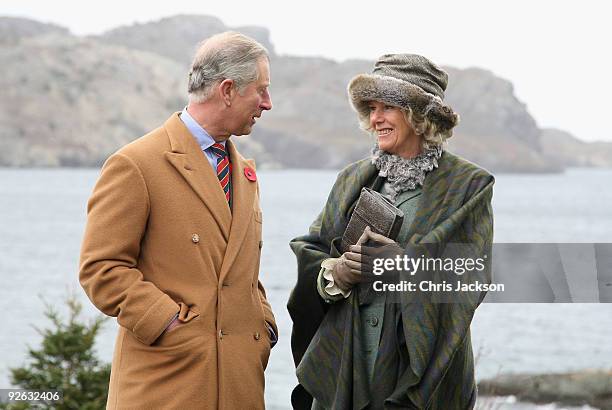 Camilla, Duchess of Cornwall and Prince Charles, Prince of Wales pose for a photgraph as she visits the historic town of Brigus on November 3, 2009...