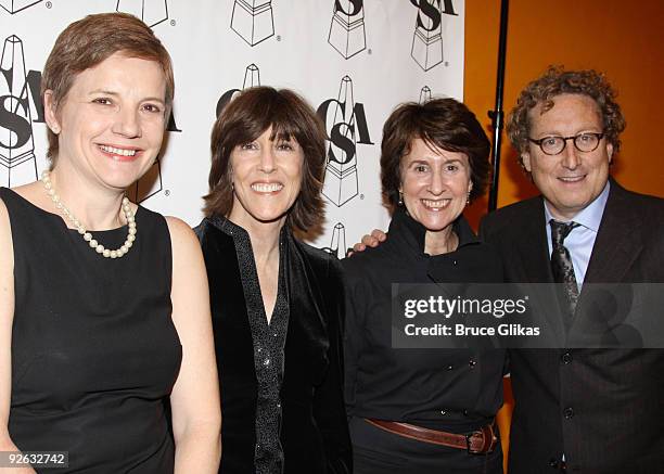 Tara Rubin, Nora Ephron, Delia Ephron and Bernard Telsey pose at the 25th Annual Artios Awards at The Times Center on November 2, 2009 in New York...