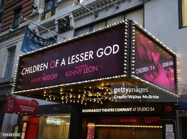 Theatre Marquee unveiling for the Broadway revival of "Children of a Lesser God" directed by director Kenny Leon and starring Joshua Jackson, Lauren...