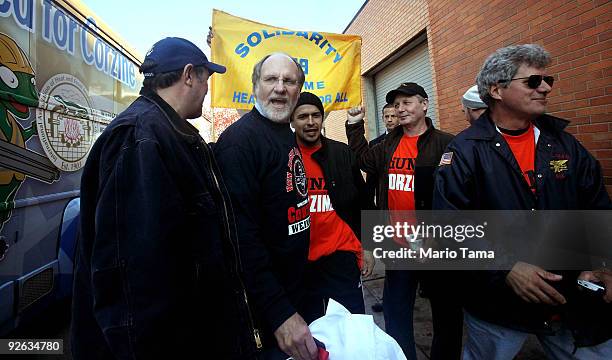 New Jersey Governor Jon Corzine attends a campaign event with the Boilermakers Union November 3, 2009 in Bayonne, New Jersey. Corzine faces...