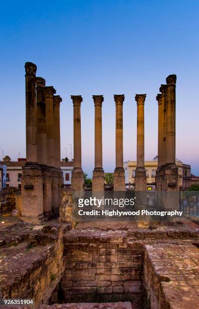 roman ruins at twilight - highlywood stock pictures, royalty-free photos & images