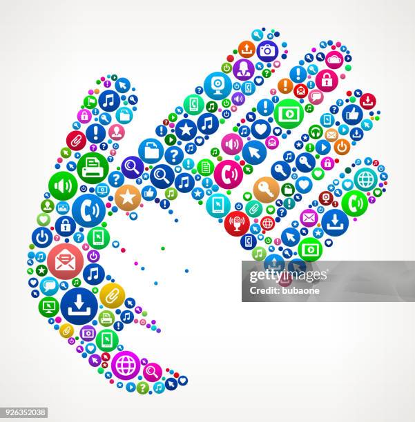 helping child hand internet communication technology icon pattern - kid talking to camera stock illustrations