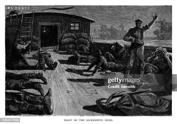 night on the sacramento river - sacramento river stock illustrations