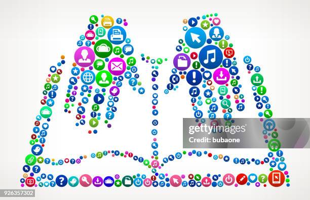 open book internet communication technology icon pattern - diary lock stock illustrations