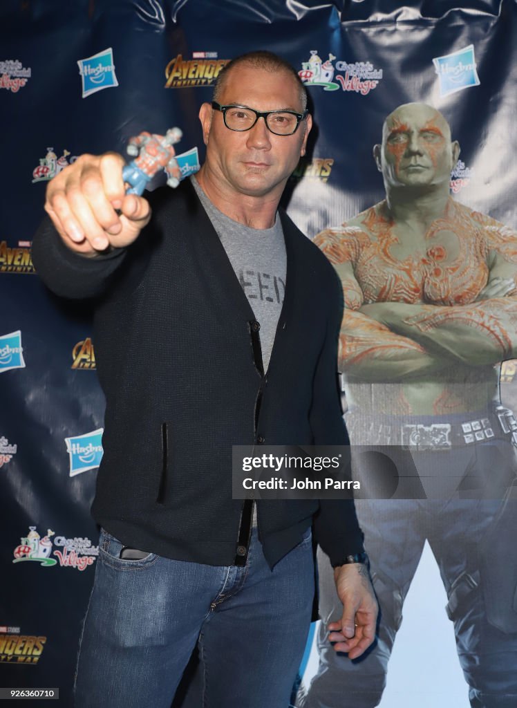 Dave Bautista Visits Give Kids The World Village To support Marvel: The Universe Unites, A Week-Long Charity Campaign To Help Support Children's Charities