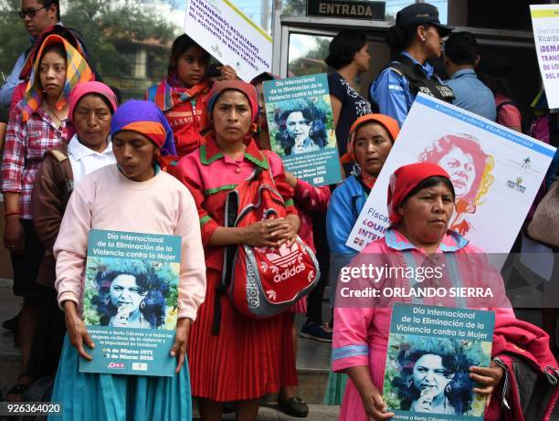 Honduran Lenca native takes part in a protest in demand of justice in the murder of Honduran activist Berta Caceres, during the second anniversary of...