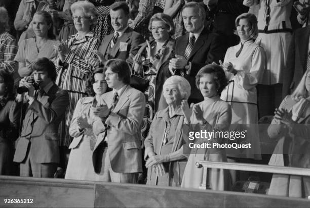 During a Joint Session of the United States Congress, President Carter's family, and others, stand an applaud, Washington DC, April 20, 1977. Among...