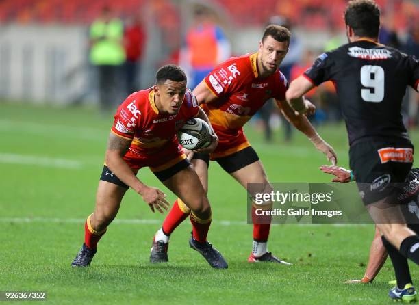 Ball carrier Ashton Hewitt of Newport Gwent Dragons during the Guinness Pro14 match between Southern Kings and Newport Gwent Dragons at Nelson...