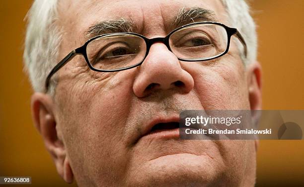 Rep. Barney Frank speaks during a news conference on Capitol Hill November 3, 2009 in Washington, DC. Rep. Barney Frank held the news conference to...