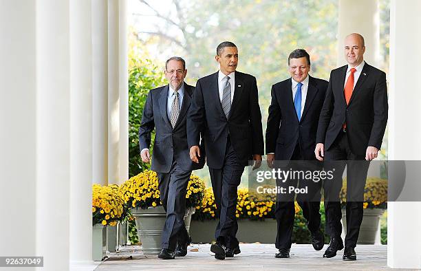 European Council High Representative Javier Solana , President Barack Obama, President of the European Commission Jose Manuel Barroso and Prime...