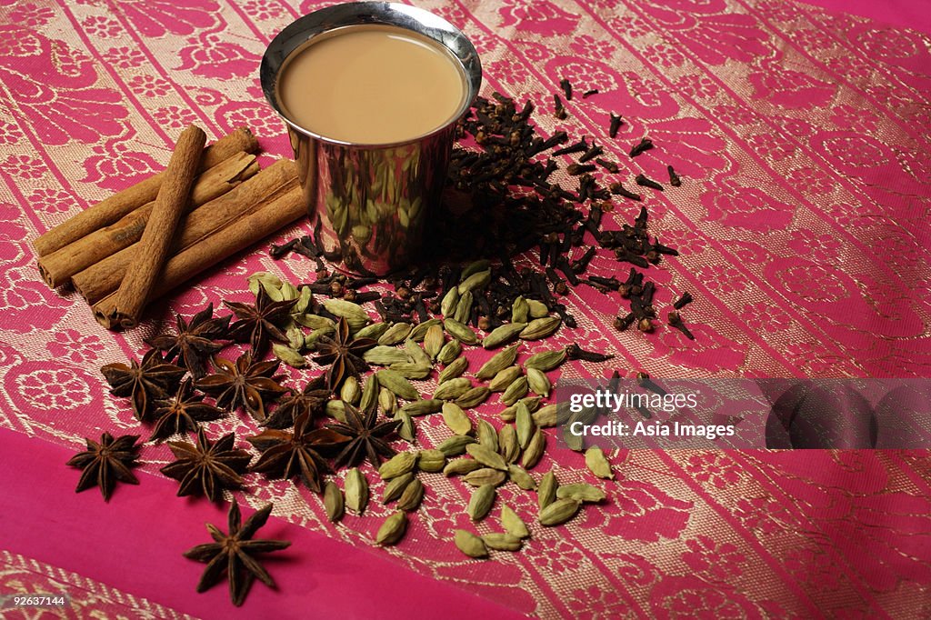 Indian masala tea with spices.