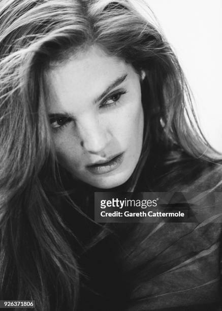Model Alexina Graham poses backstage before the Balmain show as part of the Paris Fashion Week Womenswear Fall/Winter 2018/2019 on March 2, 2018 in...