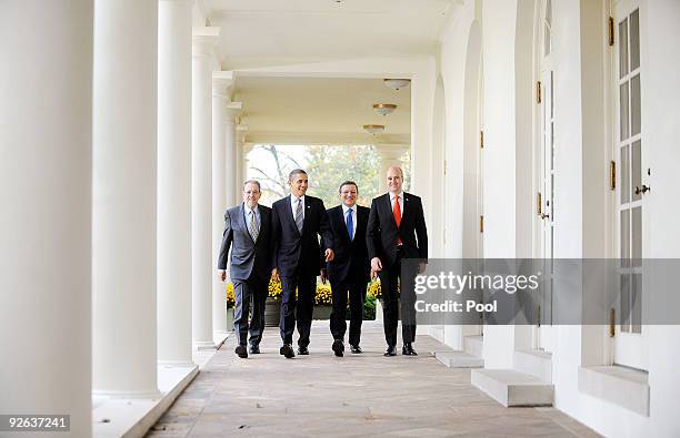 European Council High Representative Javier Solana , President Barack Obama, President of the European Commission Jose Manuel Barroso and Prime...