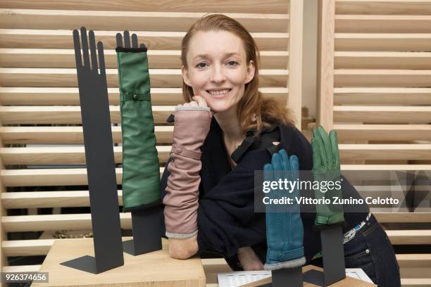 Audrey Marnay poses during Barrie, Causse & Goossens Press Day as part of the Paris Fashion Week Womenswear Fall/Winter 2018/2019 on March 2, 2018 in...