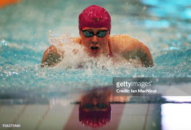 Siobhan O'Connor of Bath University competes in the Women's 200m IM Final during The Edinburgh International Swim meet incorporating the British...