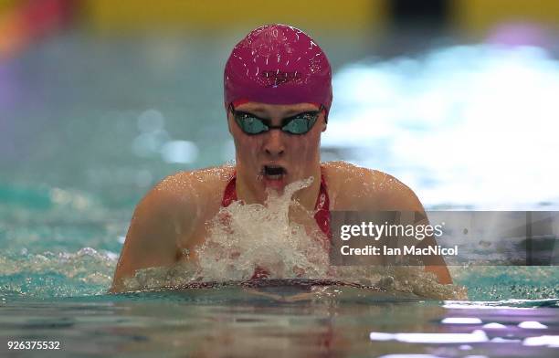 Siobhan O'Connor of Bath University competes in the Women's 200m IM Final during The Edinburgh International Swim meet incorporating the British...