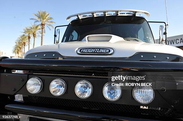 Customized Freightliner truck is on display at the 2009 SEMA Show in Las Vegas, Nevada on November 3, 2009. The SEMA show is a trade show which...