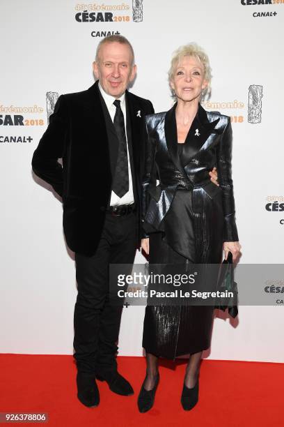 Jean-Paul Gaultier and Tonie Marshall arrive at the Cesar Film Awards 2018 at Salle Pleyel on March 2, 2018 in Paris, France.