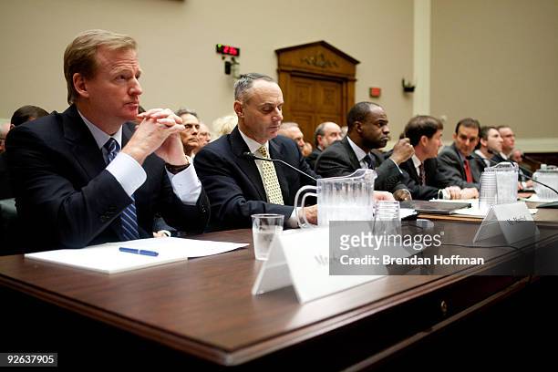 National Football League Commissioner Roger Goodell, Rob Manfred, executive vice president of labor and human resources in the Office of the...