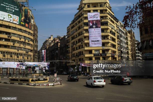 View of election campaign banners erected by supporters of Egyptian President Abdel Fattah al-Sisi in Cairo, Egypt, 02 March 2018. Egypt will hold...