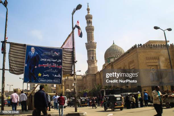 View of election campaign banners erected by supporters of Egyptian President Abdel Fattah al-Sisi in Cairo, Egypt, 02 March 2018. Egypt will hold...