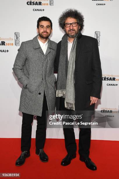 Radu Mihaileanu and his son Gary Mihaileanu arrive at the Cesar Film Awards 2018 at Salle Pleyel on March 2, 2018 in Paris, France.