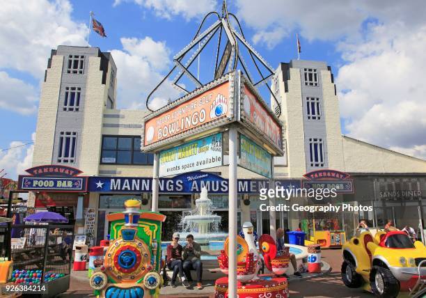Mannings amusements arcade on seafront at Felixstowe, Suffolk, England, UK.