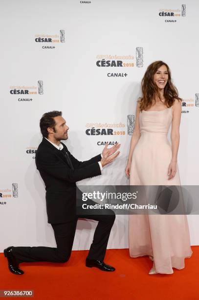 Nicolas Bedos and Doria Tillier arrive at the Cesar Film Awards 2018 at Salle Pleyel on March 2, 2018 in Paris, France.
