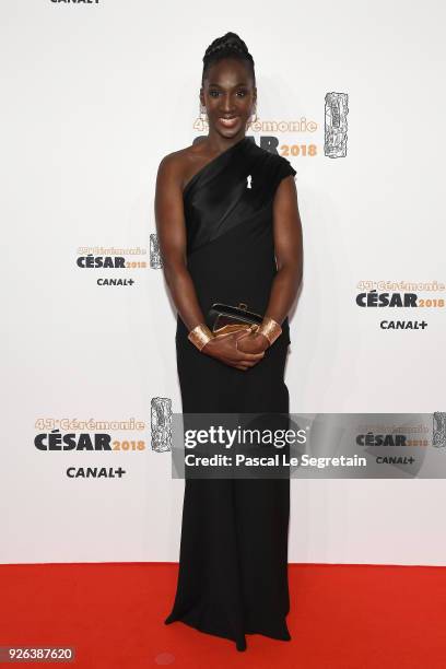 Eye Haidara arrives at the Cesar Film Awards 2018 at Salle Pleyel on March 2, 2018 in Paris, France.