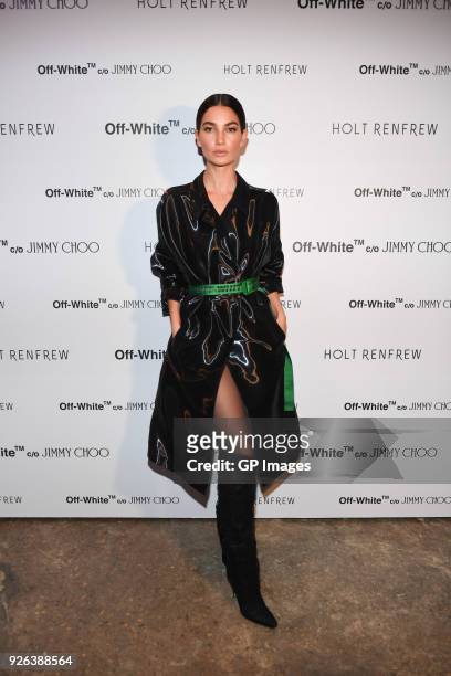 Lily Aldridge attends Holt Renfrew celebrates the launch of Off White C/O Jimmy Choo collection at Only One Gallery on March 1, 2018 in Toronto,...