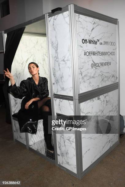 Lily Aldridge attends Holt Renfrew celebrates the launch of Off White C/O Jimmy Choo collection at Only One Gallery on March 1, 2018 in Toronto,...