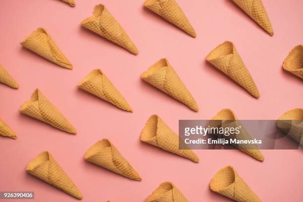 empty waffle ice cream cones - sundae stock pictures, royalty-free photos & images