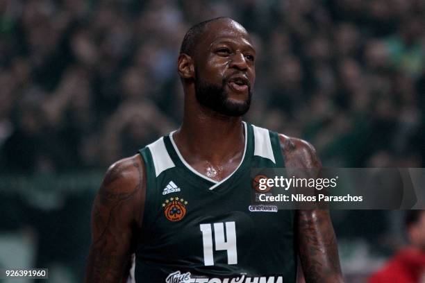 James Gist, #14 of Panathinaikos Superfoods Athens in action during the 2017/2018 Turkish Airlines EuroLeague Regular Season Round 24 game between...