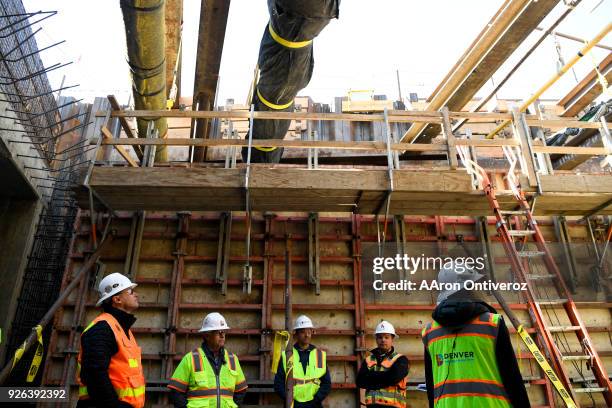 Workers scope the Globeville Landing Outfall project at Globeville Landing Park on Thursday, March 1, 2018. The City of Denver is finishing up a...