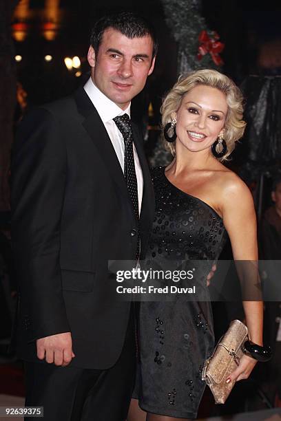 Joe Calzaghe and Kristina Rihanoff attends the World Premiere of 'A Christmas Carol' at Empire Leicester Square on November 3, 2009 in London,...