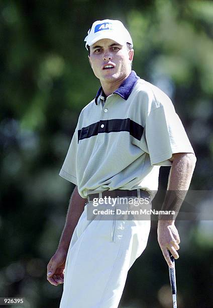 Scott Gardiner from New South Wales, looks on as he misses a putt, during the third round of the 2001 ANZ Victorian Open Championship, which is being...
