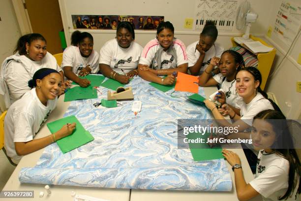 Students making crafts at the Non-Violence Project USA, for Martin Luther King Day.