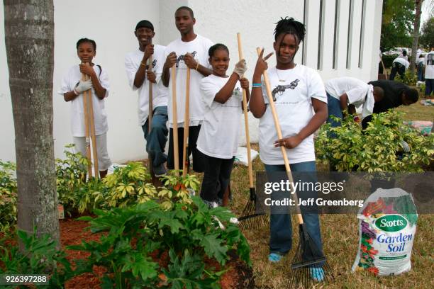 Students gardening at the Non-Violence Project USA, for Martin Luther King Day.