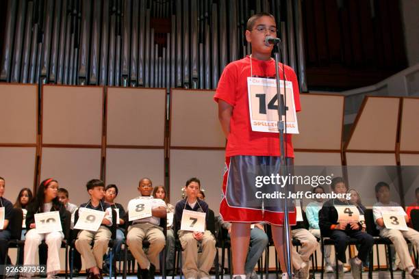 Elementary school students competing in the Miami-Dade & Monroe County Spelling Bee at Florida International University.